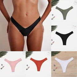2025 Sexy Bikini Bottoms Brazilian Swimwear Women Briefs Thong Low Waist Swimsuit Bottom Solid Cheeky Bikini Bottom Swim Trunks