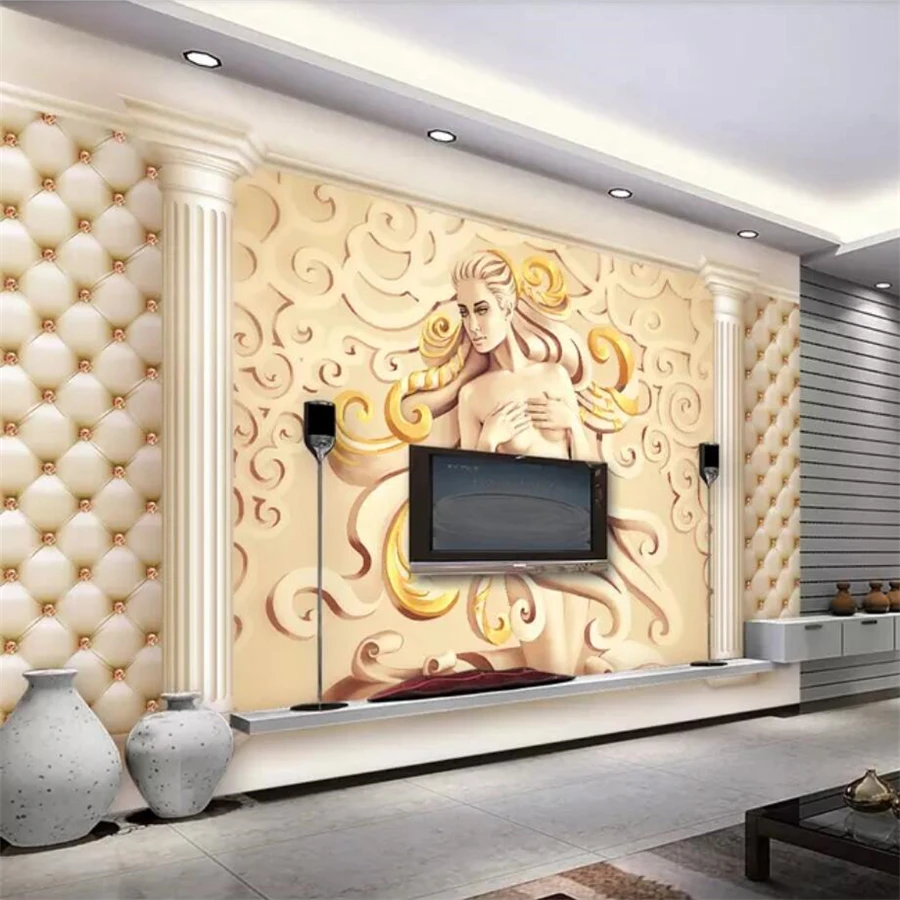 

Custom wallpaper European luxury relief 3D mural Roman Pillar Soft living room Bedroom Hotel TV background wallpapers home decor