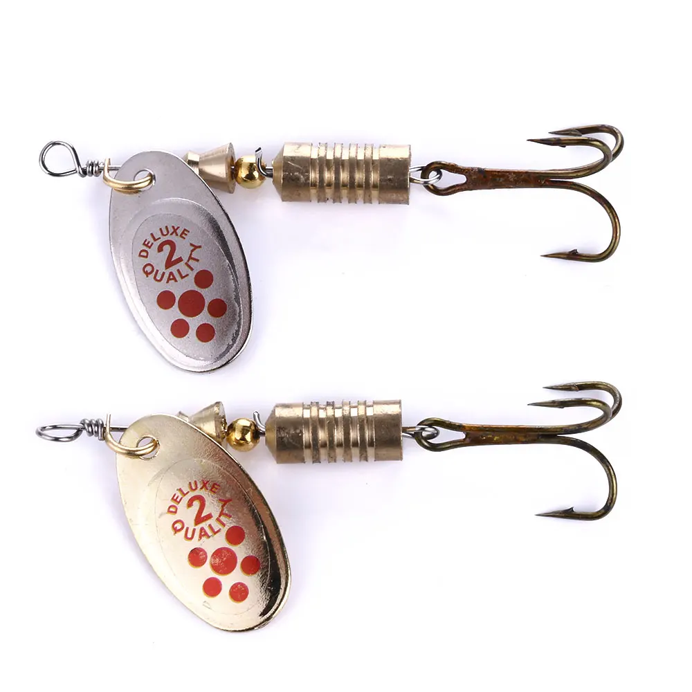 1 Pcs 6.7cm/7.3g Artificial Gold / Silver Spoon Lure Metal Spinner Fishing Lures Pesca Fishing Tackle Spinner Bait 4# Hook