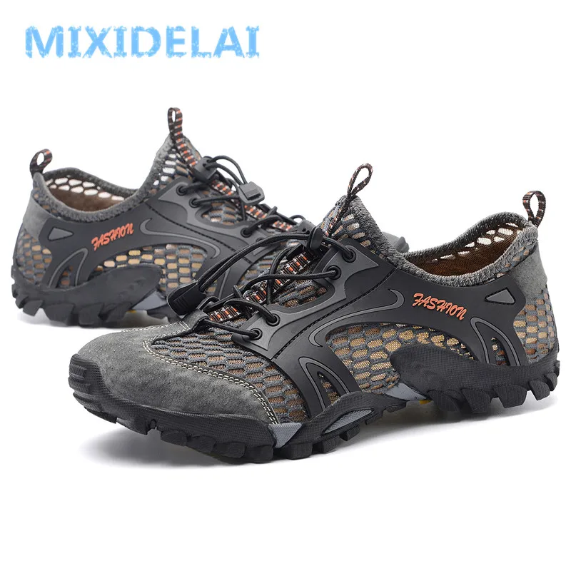 2024 Summer Spring Big Size Men Shoes Casual Mesh Artificial Leather Patchwork Breathable Outdoor Male Sneakers Walking Footwear