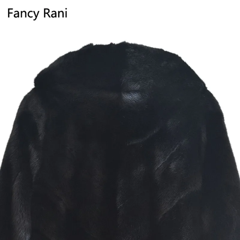 Fancy Rani Damesjas 100% Echte Nertsbont Met Capuchon Overjas Winter Warm Vol Pelt Natuurlijke Bontjas Van Hoge Kwaliteit Nertsen Lange Jas