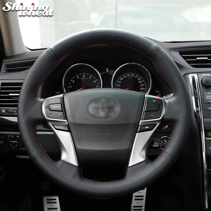 

Shining wheat Black Leather Car Steering Wheel Cover for Toyota Reiz Mark X 2009-2015