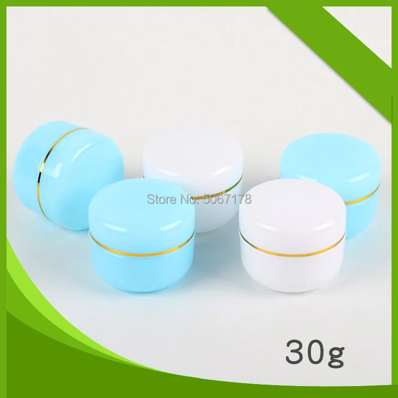 10/30/50pcs Portable Refillable Bottles Travel Face Cream Lotion Cosmetic Container White/Blue Plastic Empty Makeup Jar Pot 30g