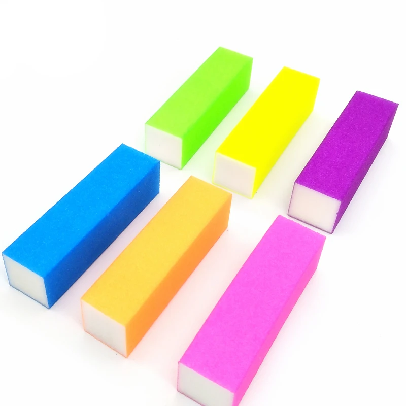 10pcs Nail Art Fluorescent Sanding Buffer Emery Block False Nails Gel Polish Care Polishing Tampon Foam File  Pedicure Manicure