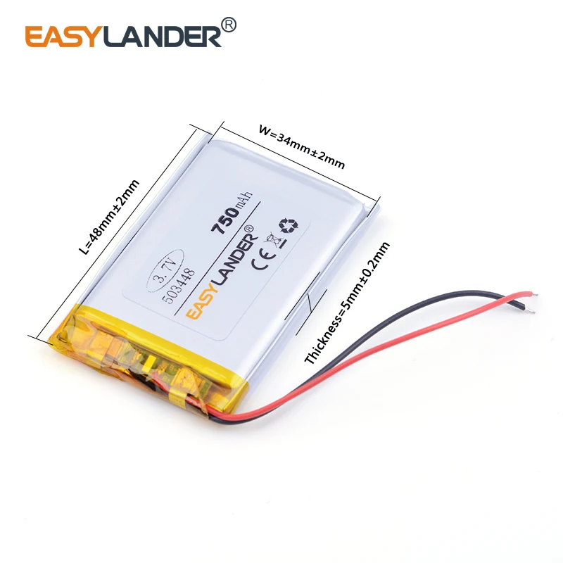 503448 3.7V 750mAh Rechargeable Lithium Li-ion Polymer Battery for mp3 phone recorder Sports bracelet 503548