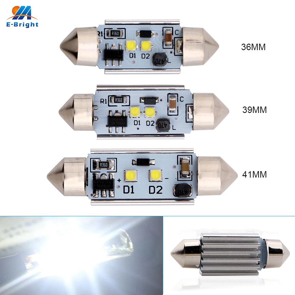 

2pcs Led interior Lighting 12V Festoon 36mm 39mm 41mm C5W Signal Lamp LED Roof reading light Trunk Light 14W Canbus Festoon