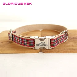 Scottish Tartan Pattern Dog Collars Small Medium Big Dog Nylon Padded Collar Soft&Comfy Classic Puppy Designer Neck Collars Red