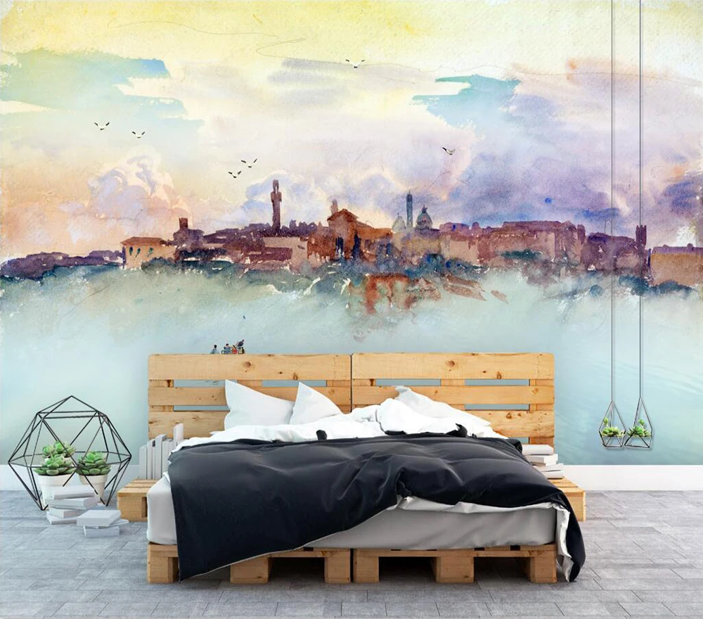 Custom wallpaper Rural landscape painting background wall