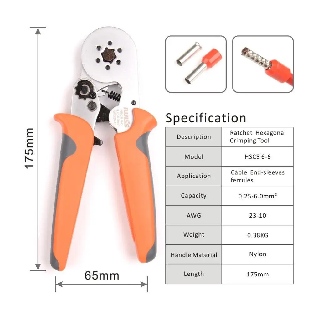 HSC8 6-4 Terminal Crimpen Zange Crimper Zwinge crimpen werkzeug Zange Set mit 1200 Terminals Kit für Kabel Ende -ärmeln Aderendhülsen