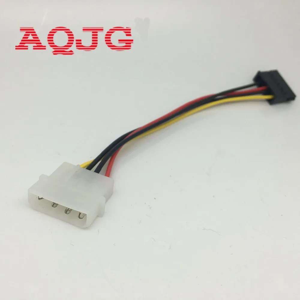 AQJG 1pcs Serial ATA SATA 4 Pin IDE Molex to 15 Pin HDD Power Adapter Cable Hard Drive Adapter Male to Female Cable