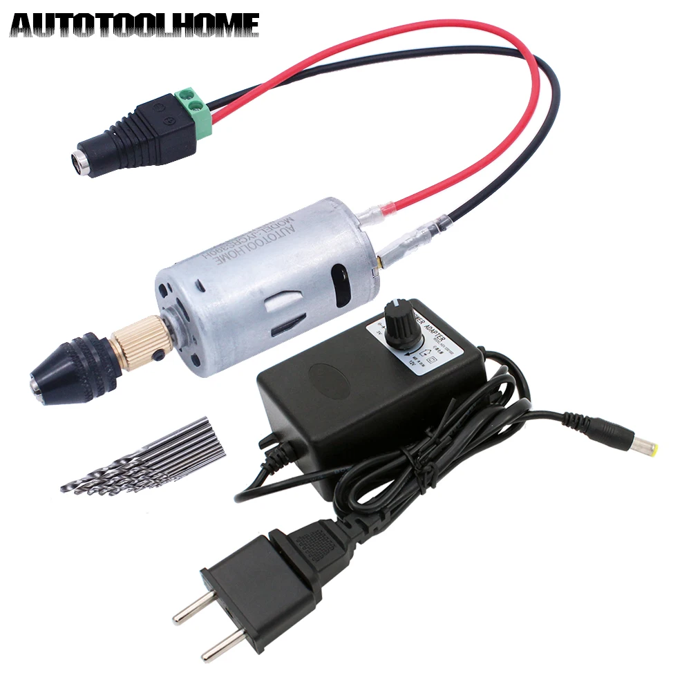 العالمي 3-12V 1A متعددة الحفر الكهربائية مجموعة مصغرة العاصمة المحرك 0.5-3.5 مللي متر M8 الحفر تشاك تويست لقم الاتحاد الأوروبي/الولايات المتحدة امدادات الطاقة محول