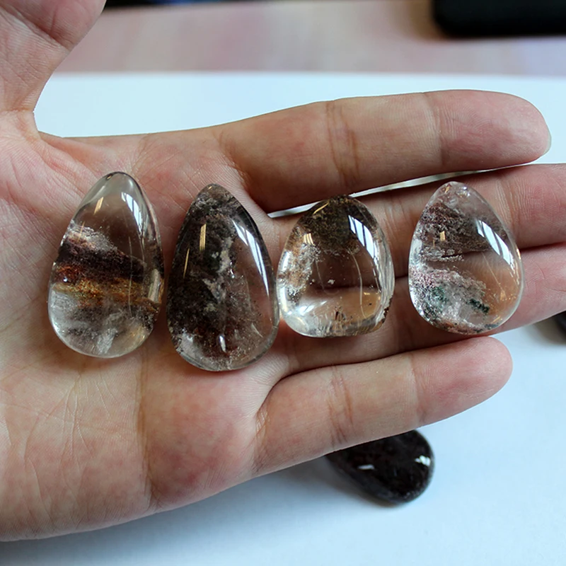 1 Piece 20*15MM Crystal Quartz Gemstone Specimen Healing Stone Ghost Phantom Stone Natural Green Ghost Phantom Stone