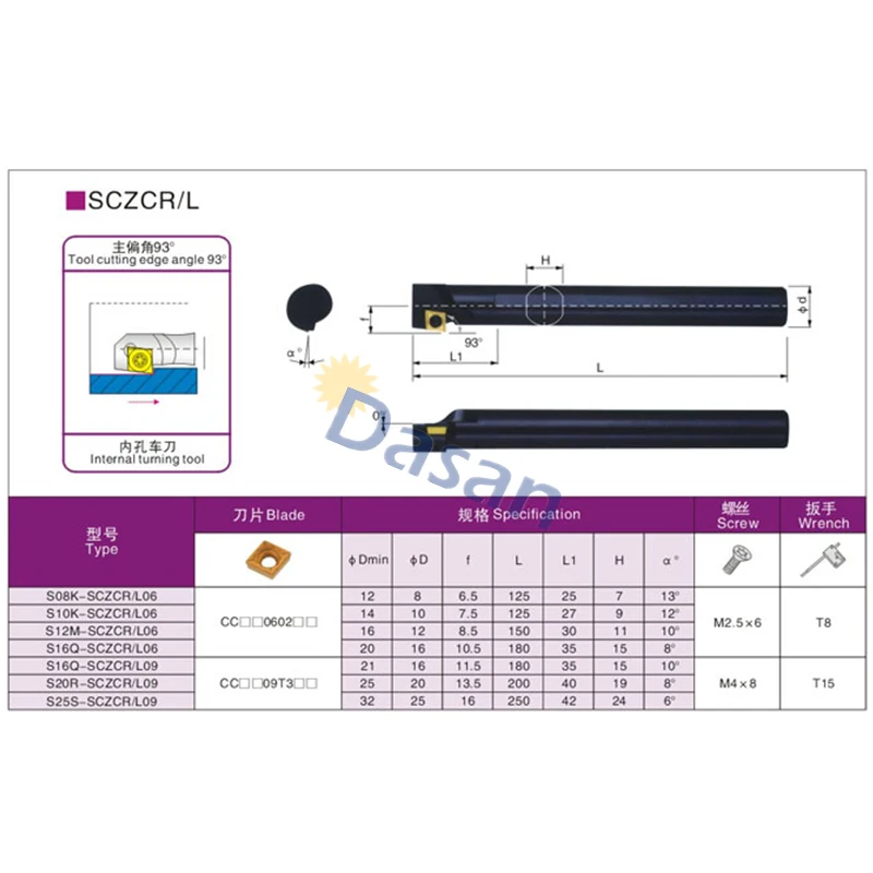 S12M-SCZCR06 Metallo Tornio Utensili Tornio Utensili di Tornitura CNC Utensili di Tornitura Interna Noioso Bar Tipo SCZCR/L