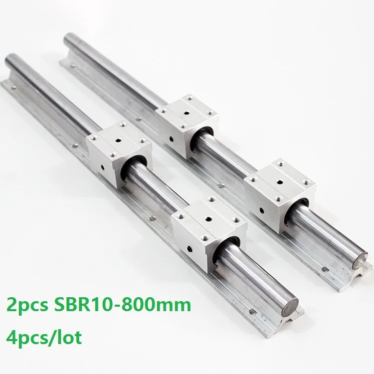 2pcs SBR10 L-800mm support rail linear guide + 4pcs SBR10UU linear bearing blocks for CNC router parts