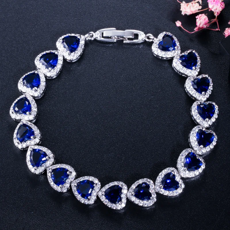 CWWZircons Luxuriöse Kubische Zirkon-Elemente Rot Grün Blau Österreichische Kristall-Armbänder Modeschmuck für Frauen Liebesgeschenk CB166 – Detail 6
