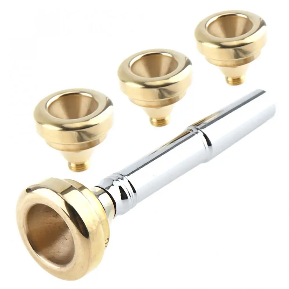 5pcs/lot Brass Trumpet Mouthpiece Set 3C 2C 2B 3B with Gold Plating 7# Heads and 4 Cups for Trumpet