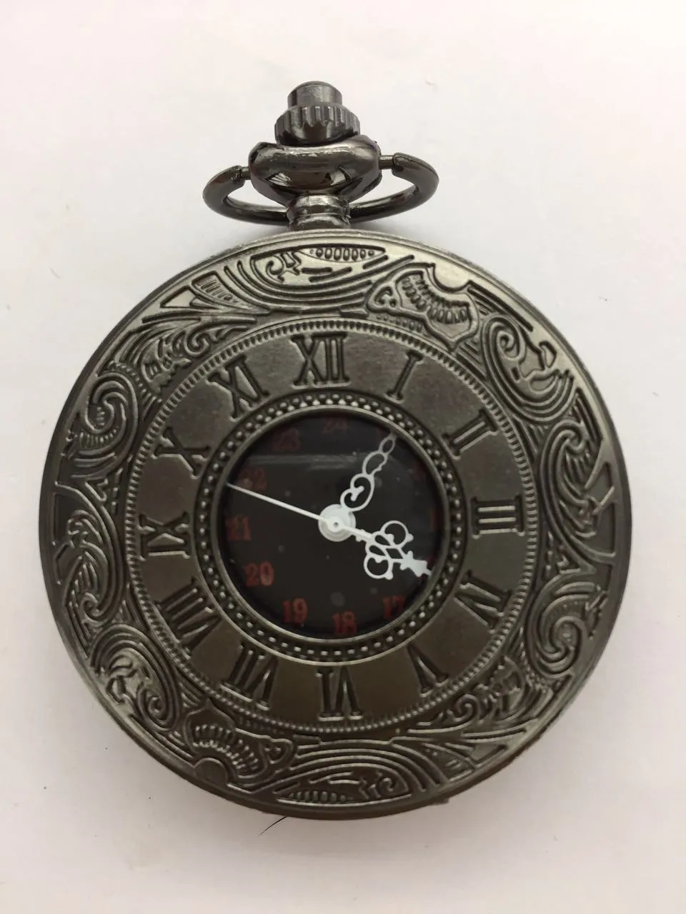 Vintage black antique Roman numerals Hollow out men gift pocket watches FOB chain gift