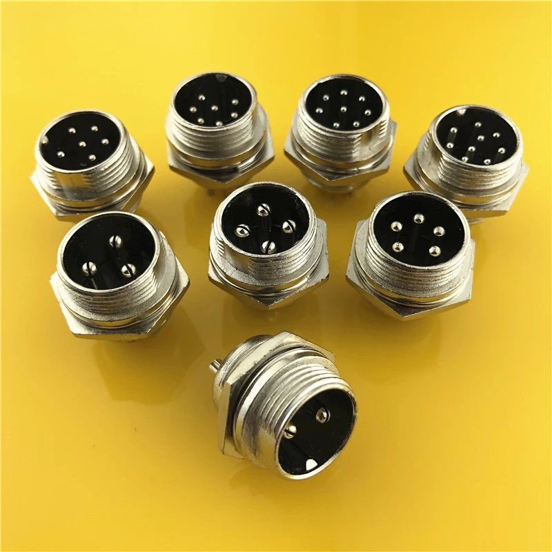 1pc GX16 2/3/4/5/6/7/8/9 Pin Male 16mm Wire Panel Circular Connector with Lid Cap L102-109 Aviation Socket Plug