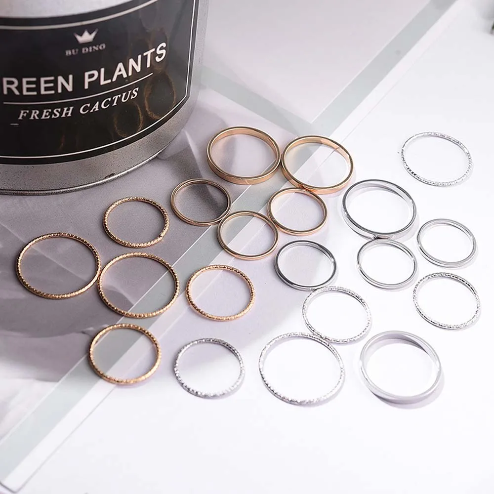 10Pcs Simple Design Rings anillos Vintage Gold Silver Joint Rings Sets for Women Knuckle Finger Rings