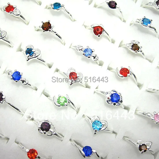 Big Promotion 200pcs  Wholesale Jewelry Lots Mix Color Czech Rhinestones Women Silver  Plated Rings Free Shipping A-120