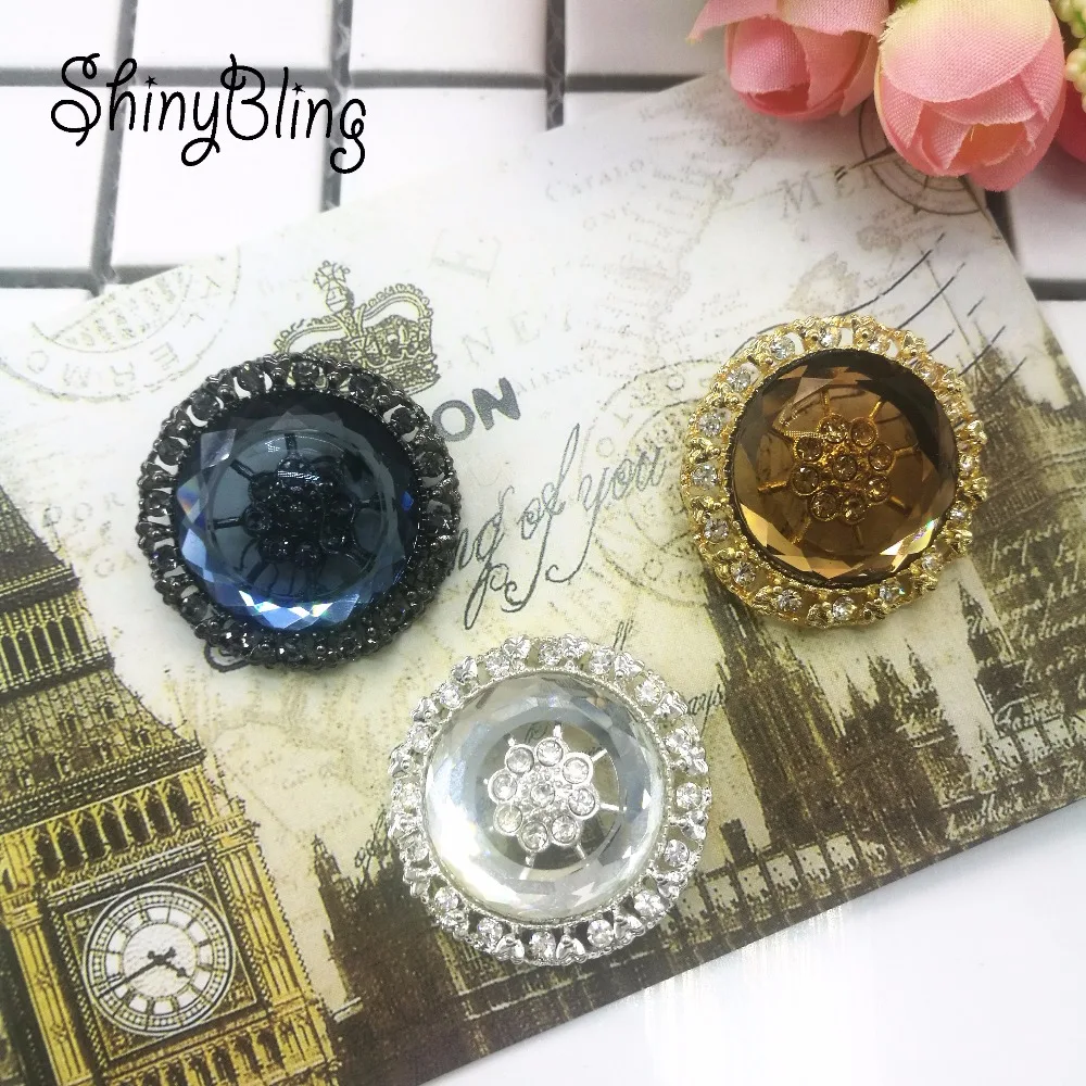 35mm Big craft supplie Handmade decorative rhinestone Metal Buttons,sewing buttons on fur coats garment accessories