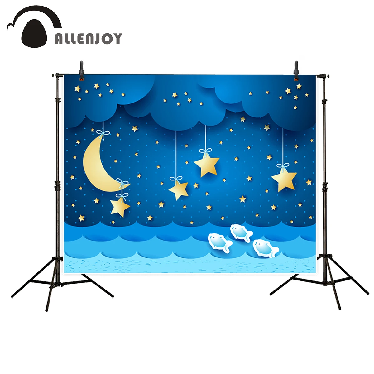 Фон для фотосъемки Allenjoy голубое небо волны рыба Звезды Луна детский фон для фотостудии фотокамера