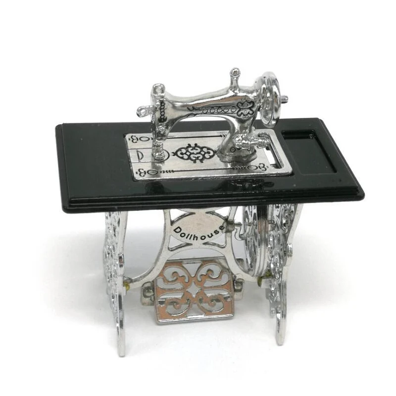 

1:12 Dollhouse Miniature Furniture Metal Silver Sewing Machine NEW Accessory Decor Toy For Kid Girls Gift HS001D