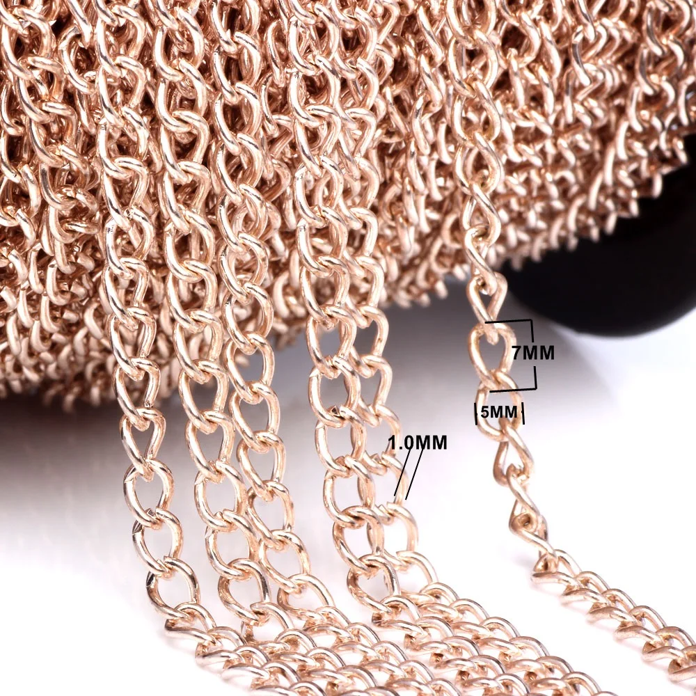 OlingArt 3 m/partia 4MM/5MM/7MM/8MM 24K różowe złoto kolorowy platerowany owalny kształt Twisted krzyż Link łańcuchy DIY biżuteria akcesoria making
