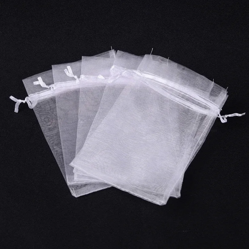 50PCS 15x20 17x23 20x30 25x35 30x40CM Organza Bag Jewelry Packaging Bags Wedding Party Decor Drawable Bags Gift Pouches 21colors