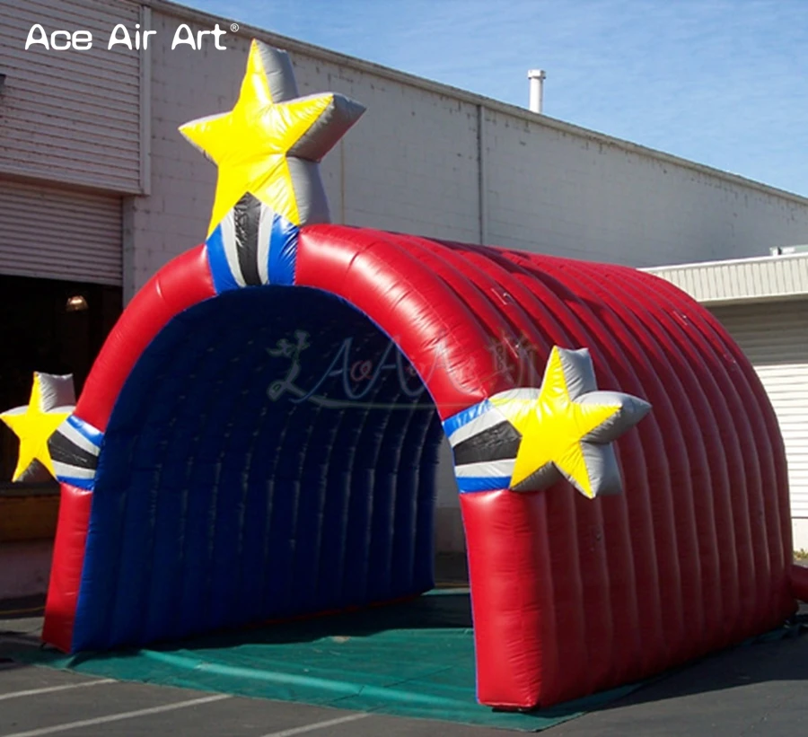 Aangepaste Outdoor Football Tunnel Opblaasbare Run Through Entrance Team Tunnel Stage Tent met sterren voor sportevenementen