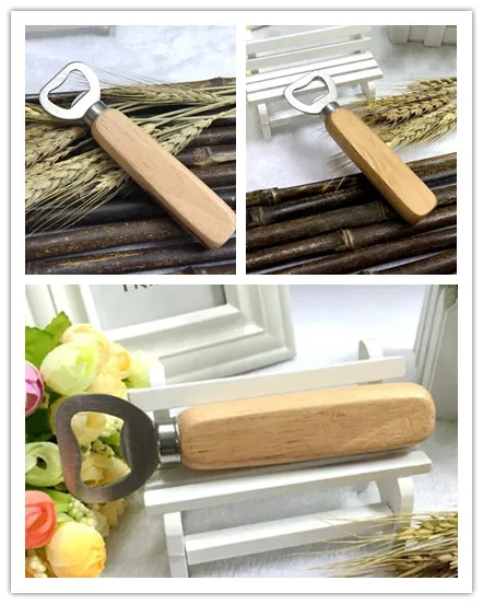 100 pcs New Arrive Stainless steel wooden handle Red wine beer bottle opener jk17