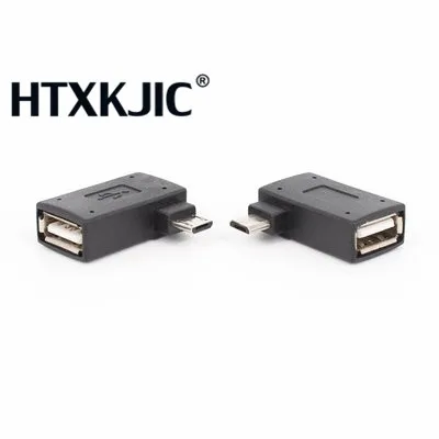 90 องศาด้านซ้ายขวาไมโคร USB 2.0 OTG HOST Adapter สำหรับแท็บเล็ต MicroUSB OTG Connector Angled