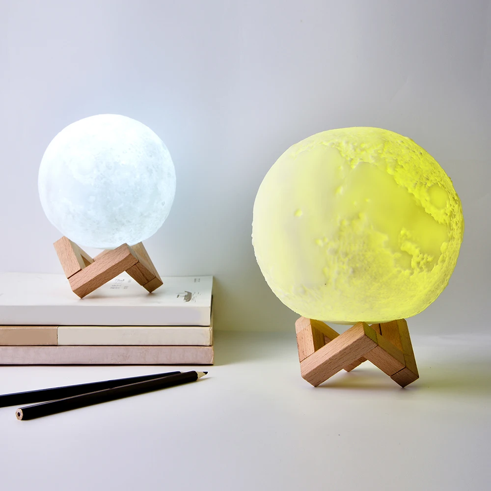 Rechargeable 3D Print Moon Lamp Usb Led Night Light Home Decor Creative Gift  8-20cm Dia 2 Color Change Touch switch Bedroom