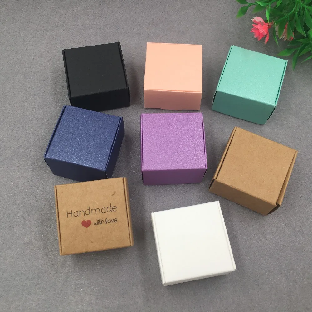 100 pcs Colorful Paper Aircraft Gifts Box 4*4*2.5cm Small Jewelry Packing Box Handmade Kraft Cardboard Soap Packaging Gift Boxes