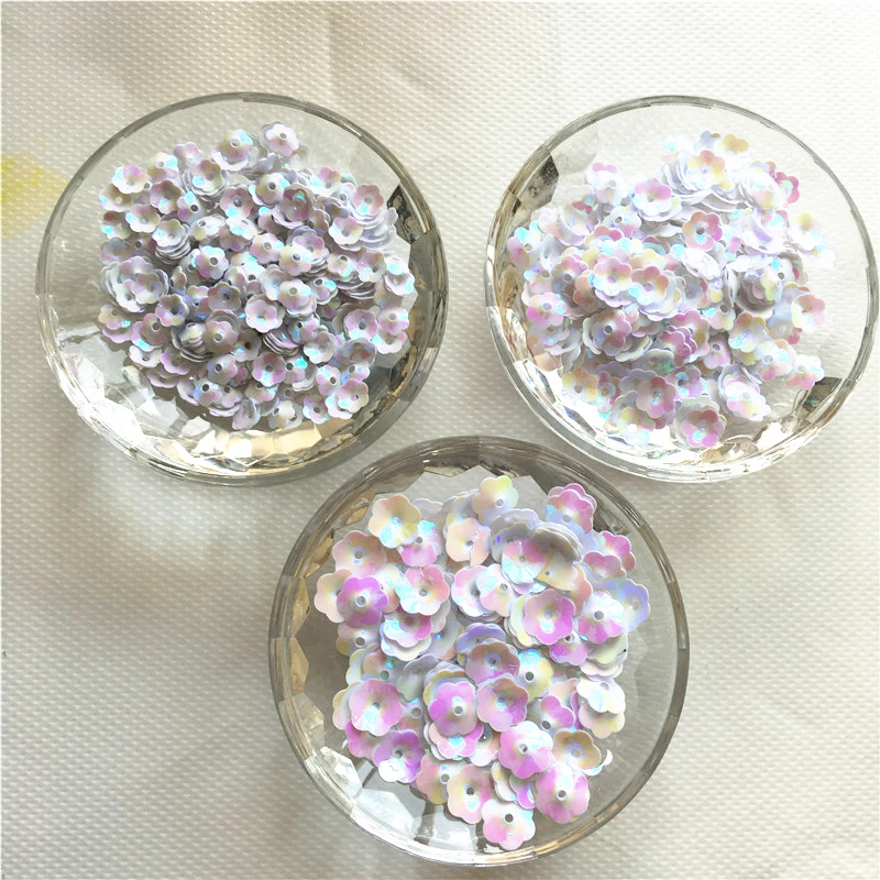 500g 4/6/8/10mm CUP Flower  White AB/Transparent AB loose sequins Paillette sewing Wedding craft Decoration Confetti