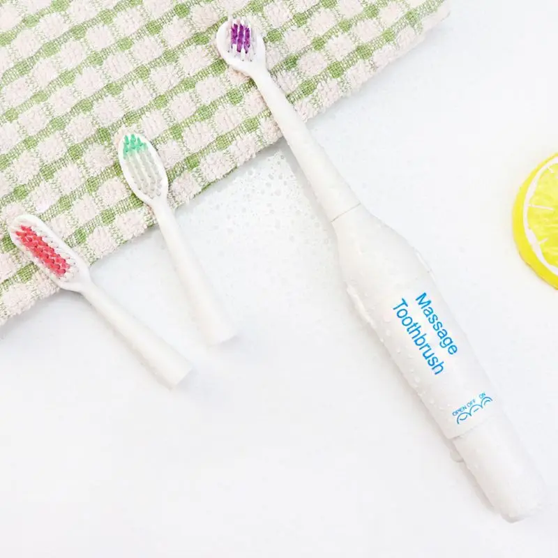 Cepillo de dientes eléctrico de masaje para adultos, repuesto de 3 cabezales, funciona con batería, portátil