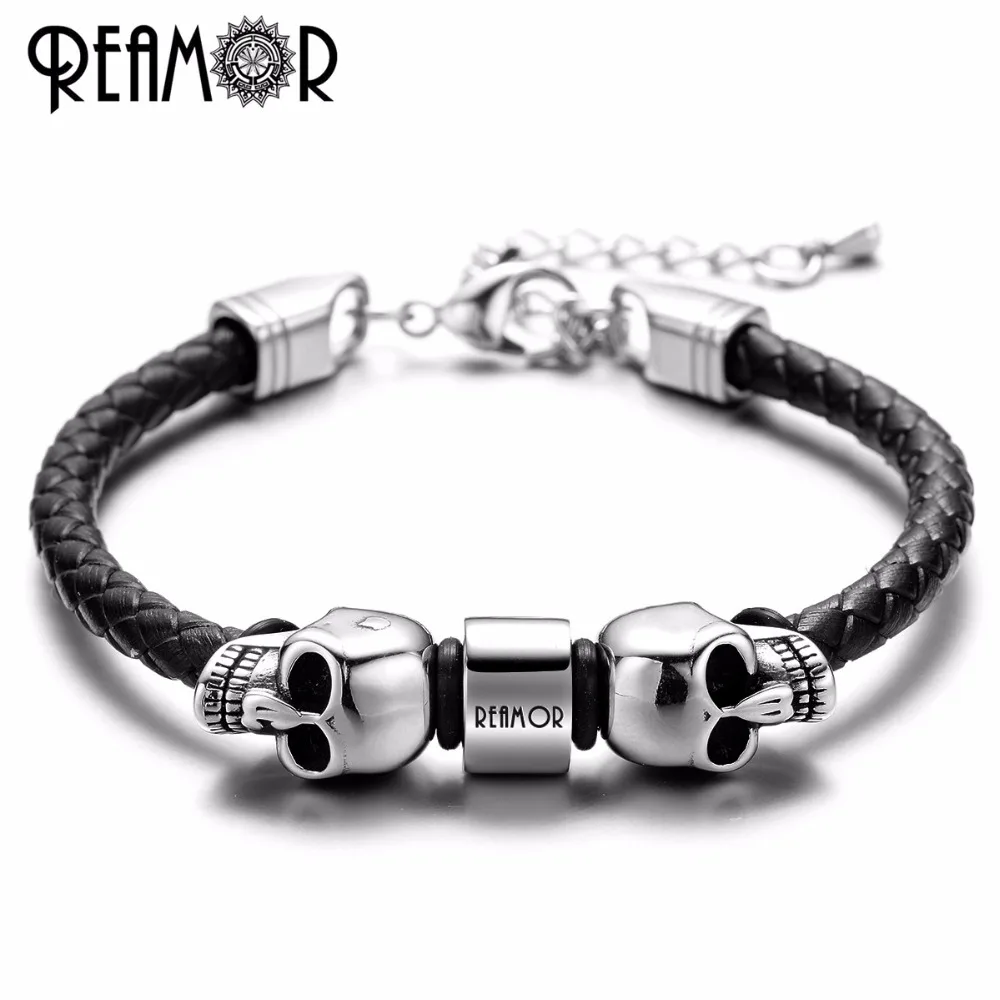 REAMOR 5pcs Logo Blank Beads 316l Stainless Steel 5/3/2mm Big Hole Spacer Beads Charm For DIY Bracelet Jewelry Making Accessorie