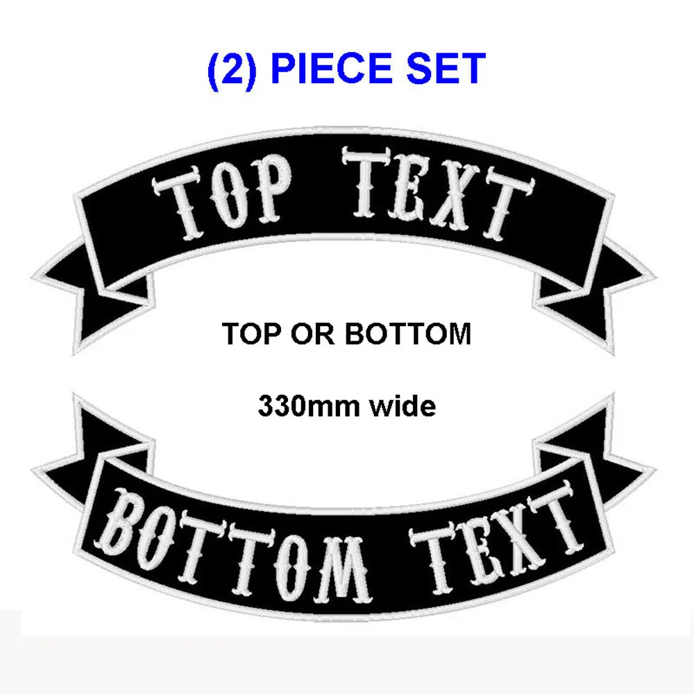 330mm wide Customize embroidery mc rocker patch 2 pieces per set motorcycle biker iron on patches for full back jacket clothing