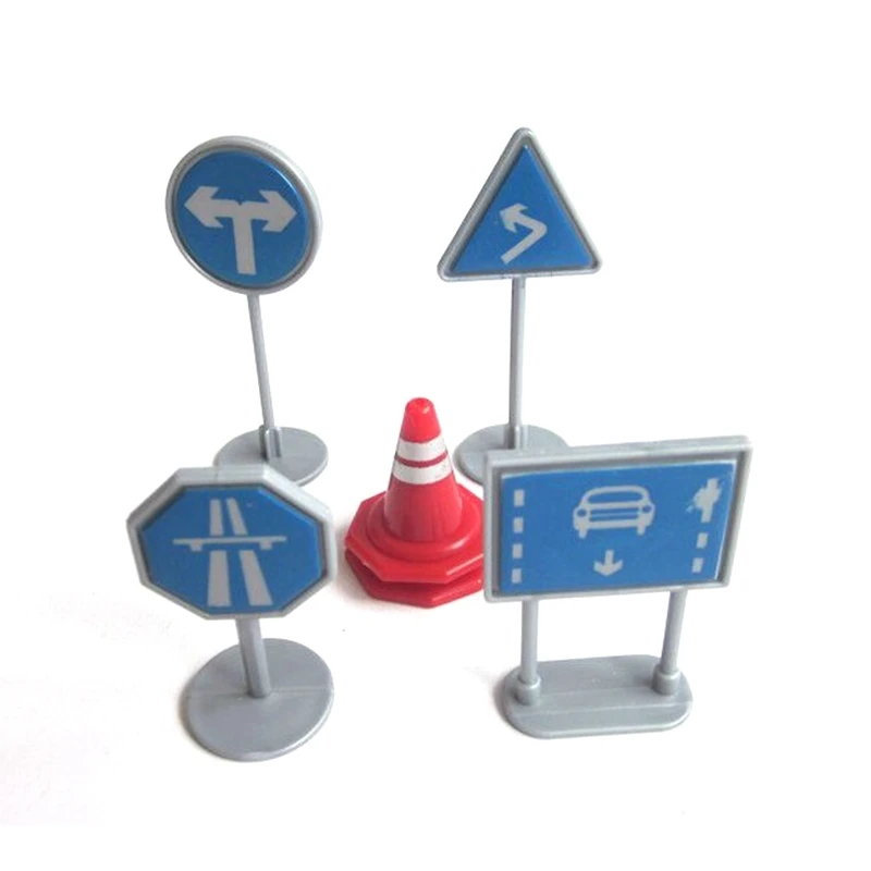 6pcs/set 75mm Height Sandbox Traffic Road Signs Models Home Decor Figurines Miniatures Children's Science Education Toys