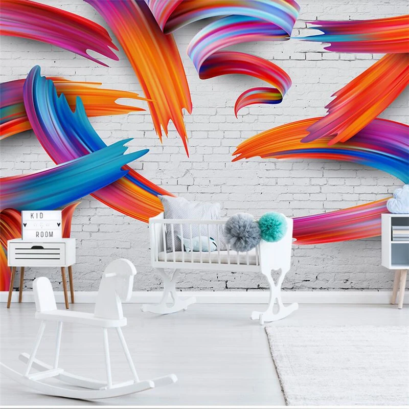 

wellyu Nordic minimalist 3d personality abstract colorful geometric lines wall custom large mural wallpaper papel de parede