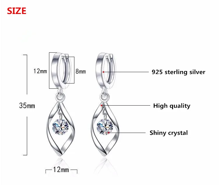 925 Silver Needle New Arrivals Fashion Shiny Crystal Ladies Stud Earrings Jewelry Women Female Anti Allergy Cheap