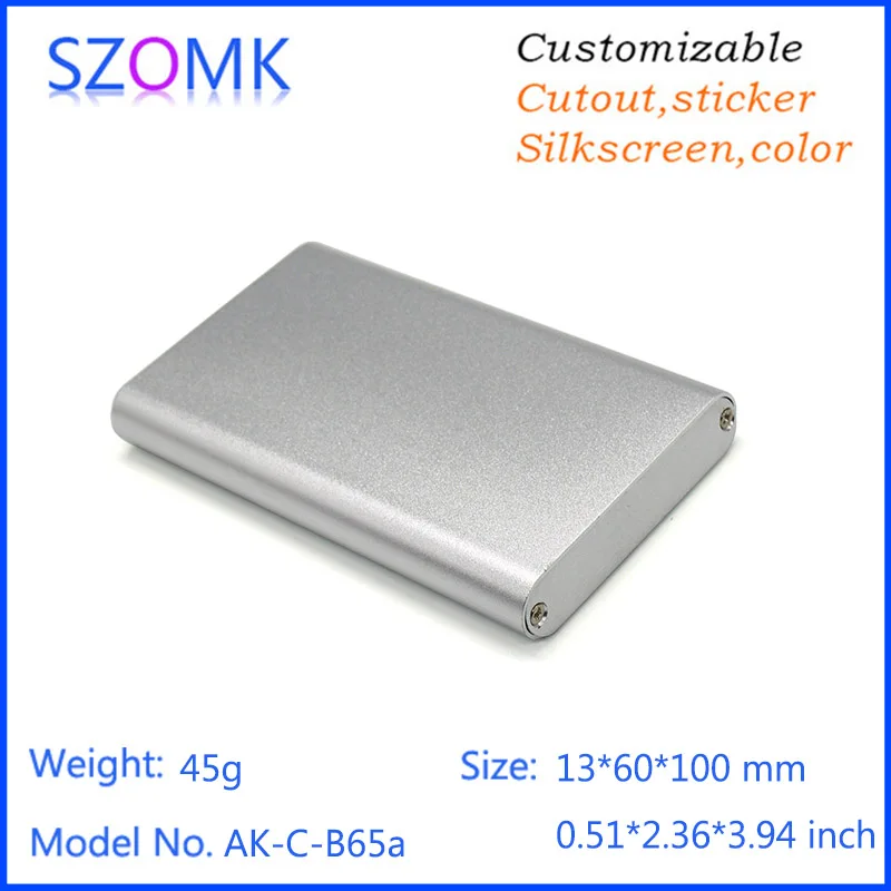 1Piece 13*60*100mm szomk aluminum project box enclosures for electronics hot sales extrusion pcb control box diy aluminum case