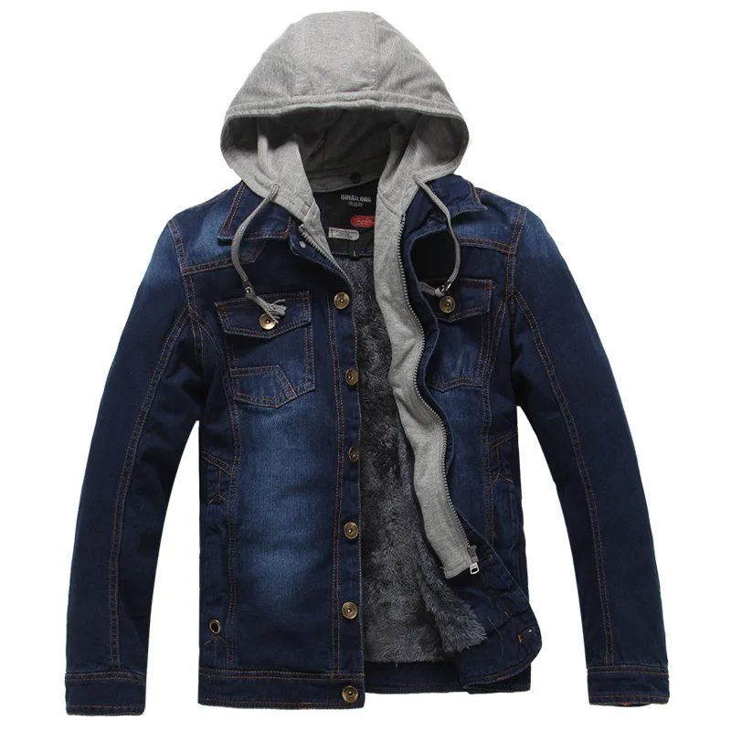 

Men'S Denim Jacket Male Winter Outwear Brand Coat Plus Velvet Thick Jean Jacket Casual Jacket Plus Size 3XL