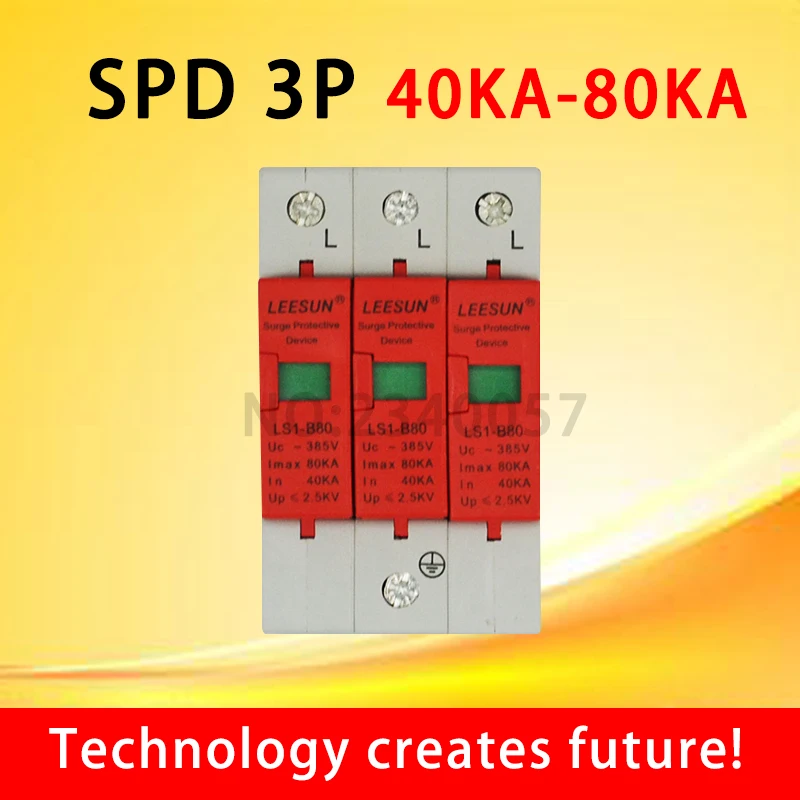 SPD 3P 40KA~80KA D ~385VAC House Surge Protector protection Protective Low-voltage Arrester Device 2P+N