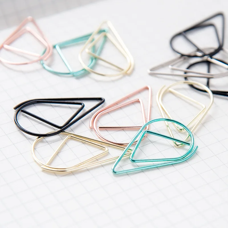 30/50 Pieces Metal Material Drop Shape Paper Clips Gold Silver Color Kawaii Cute Bookmark Clip Stationery Office School Supplies