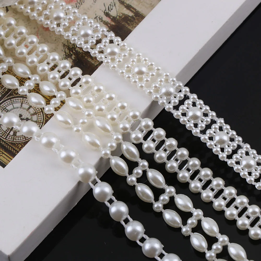 ABS Beads Imitation  Flower/Round/star Pearl Chain Trim for DIY Wedding Party Decoration & Jewelry Findings Craft Accessory