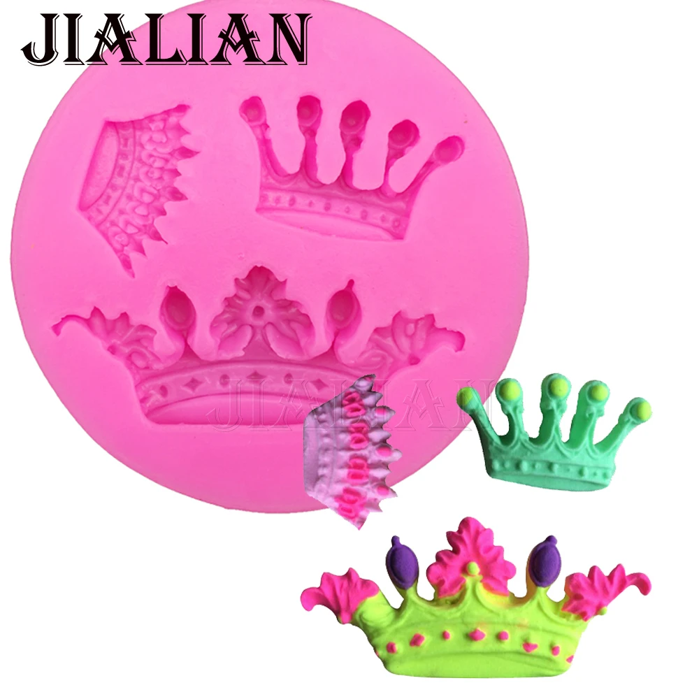 3D beautiful mini crown chocolate wedding cake decorating tools DIY fondant silicone mold chocolate sugar art displays T0111