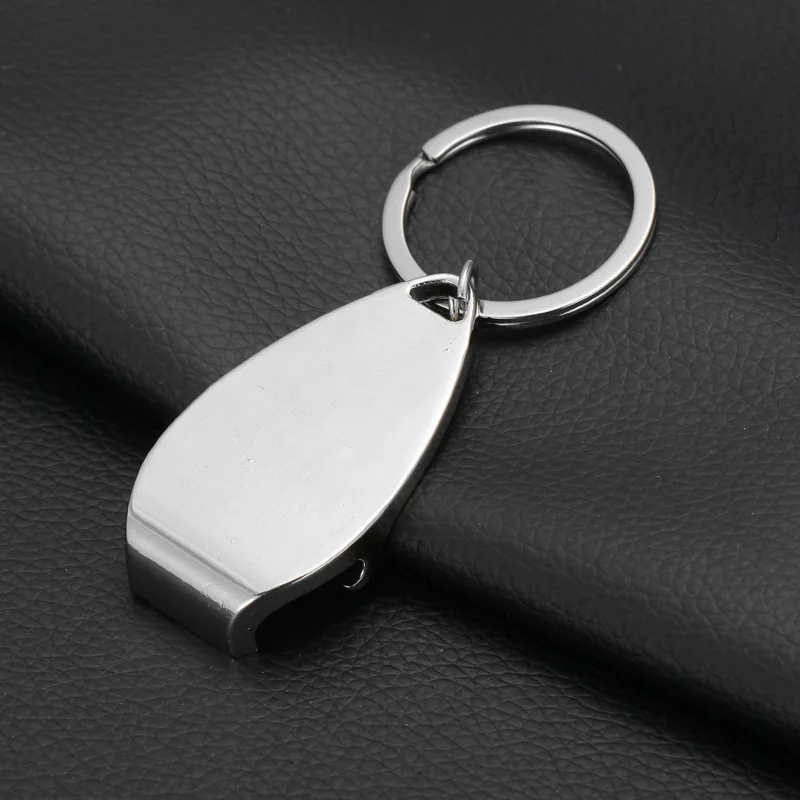 100pcs/lot Portable beer  Bottle Opener Keychain Metal Silver Color Key Ring