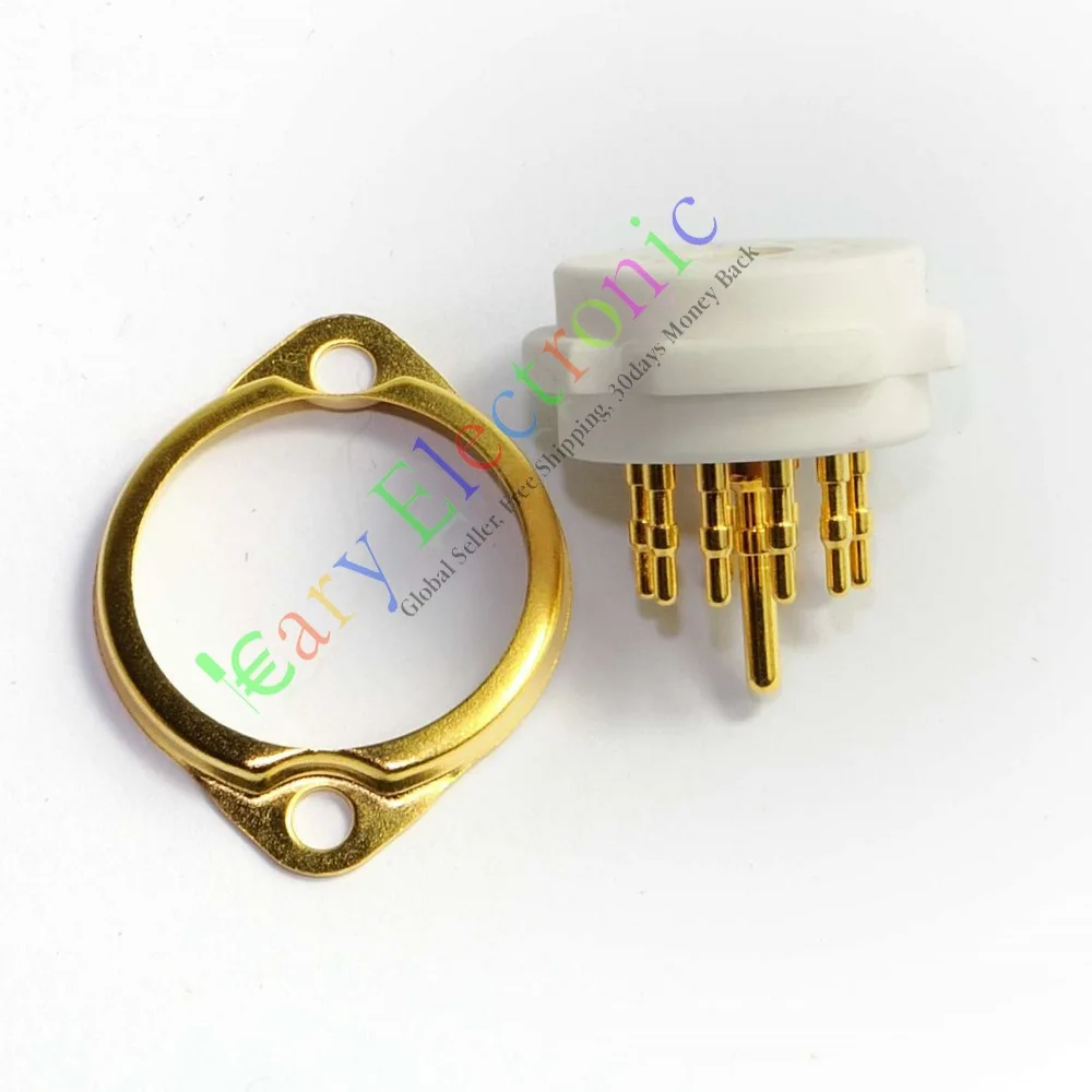 Valve de prise de tube à vide en céramique, 2 pièces, or, 9 broches, pour ampli audio 12AX7 12AU7 ECC83, vente en gros et au détail, livraison gratuite
