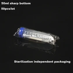 50 pz/lotto 50 ml di Plastica tubo da centrifuga tappo a vite fondo affilato sterilizzazione Cyclohexano Fiala Trasparente PP Contenitore di Laboratorio